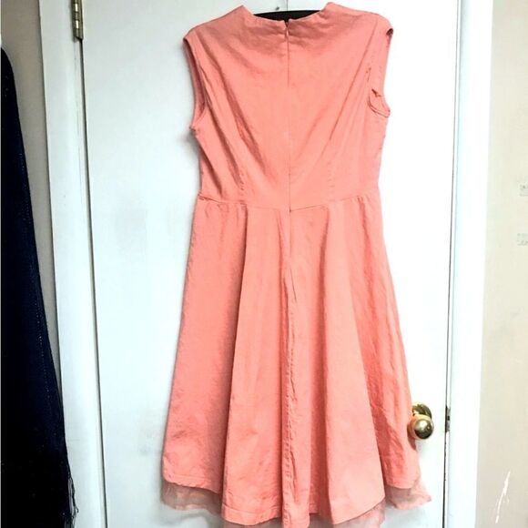 Vintage | 50's Coral Chiffon Layer Cocktail Dress - Picture 4 of 5